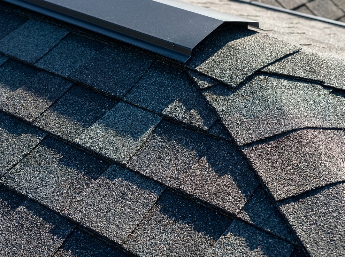 Aerial neighborhood roofs